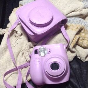 Instax mini 7S instant camera purple with case